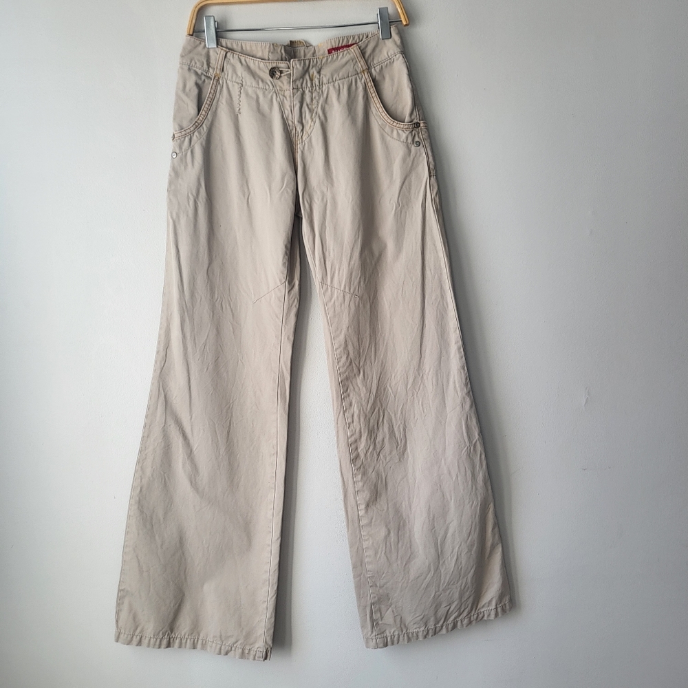 Miss Sixty Y2k Low Rise Flared Beige Pants Trousers
